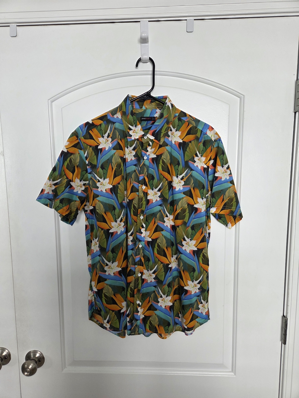 Short-Sleeve Tropical Floral Button-Down Shirt - Green Multi